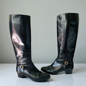 SALVATORE FERRAGAMO Luxe Black Soft Knee High Side Zipper Boots Size 5.5